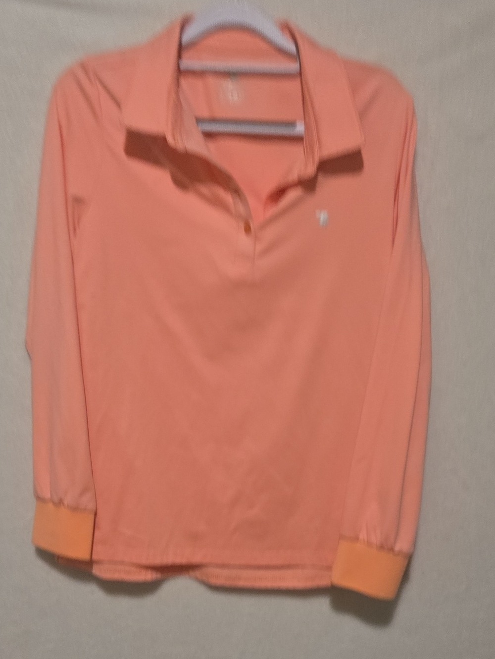 Peach Long-Sleeve Polo Top